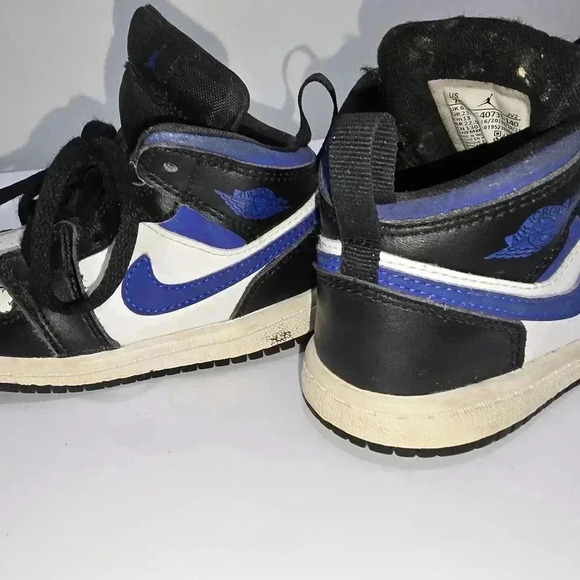Nike Air Jordan 1 Mid TD Blue White Black Baby Toddler Shoes 640735-140 Size 7 - Picture 4 of 11